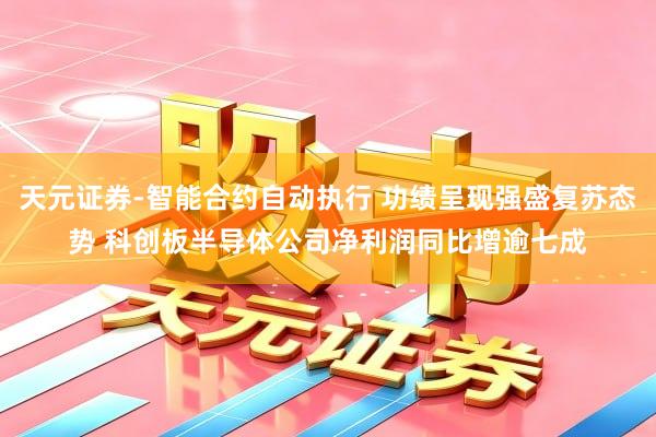 天元证券-智能合约自动执行 功绩呈现强盛复苏态势 科创板半导体公司净利润同比增逾七成