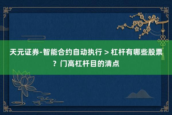 天元证券-智能合约自动执行 > 杠杆有哪些股票？门高杠杆目的清点